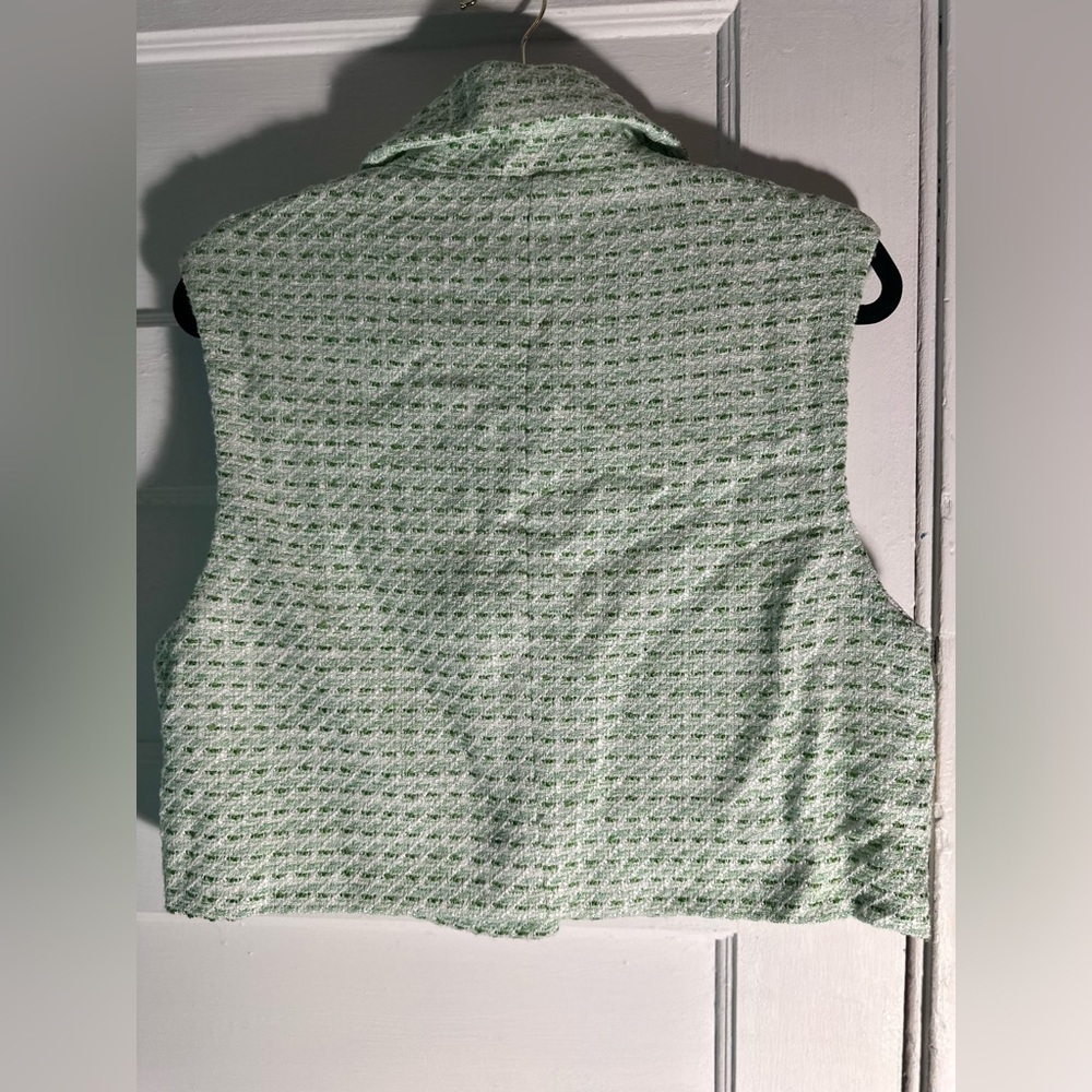 Zara Mint and White Textured Vest - Picture 4 of 7